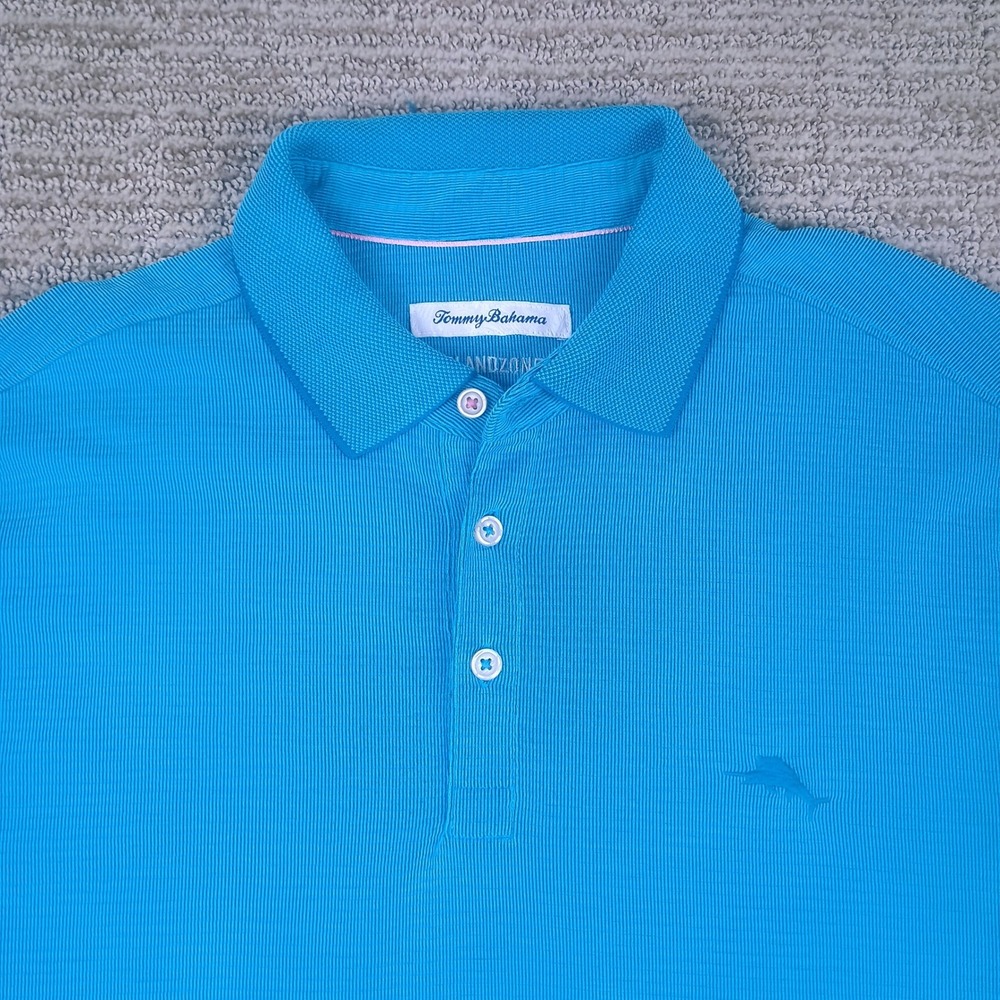 Tommy Bahama Polo Shirt Mens XL Blue Textured IslandZone 192-T218012